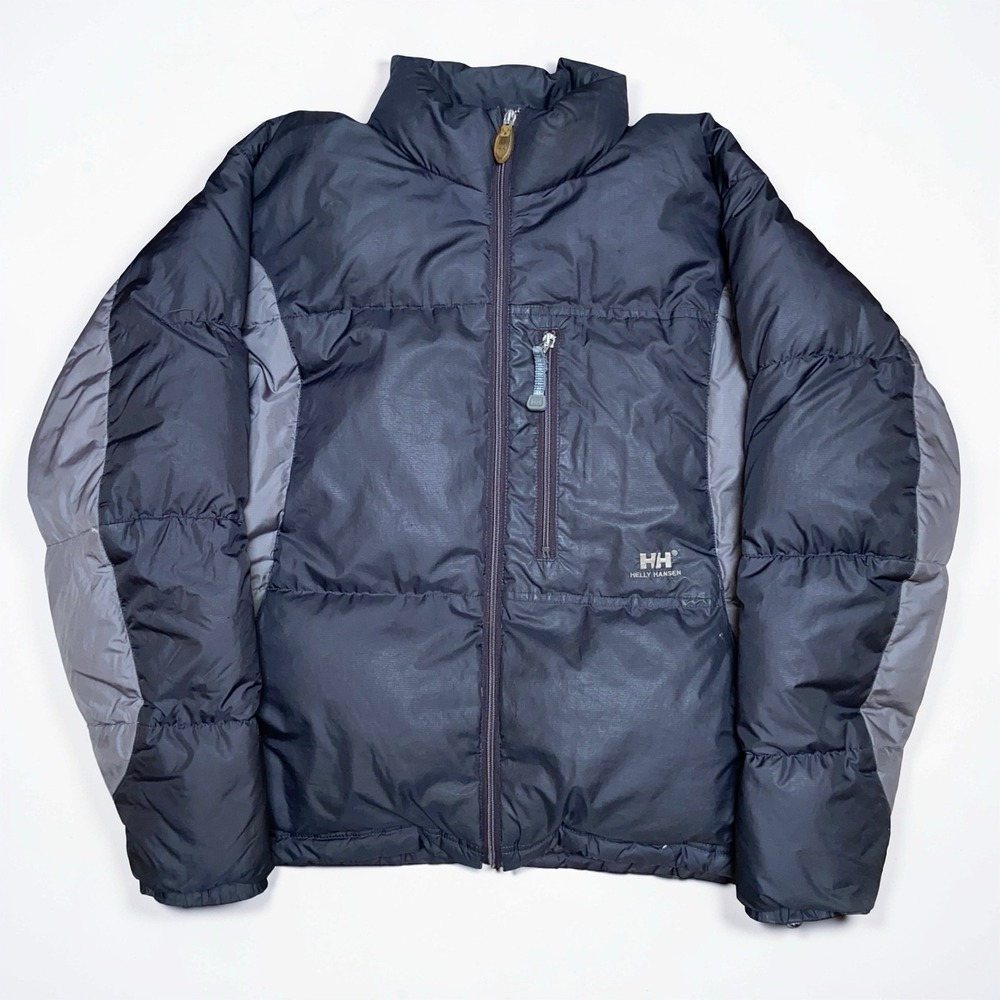 Helly Hansen Puffer Jacket Women's XL Black Goose Down Feather Full Zip